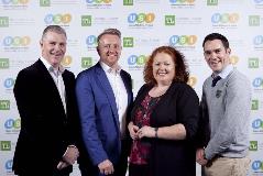 DBS Teaching Heroes David Wallis and Siobhan Magner (centre) Dublin Business School picture with their student hosts Peter Fitzgerald and Brian Hannon