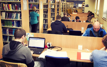 DBS students working in the library